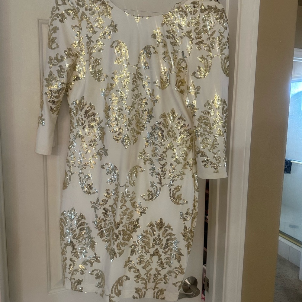 Elegant Gold and White Dress